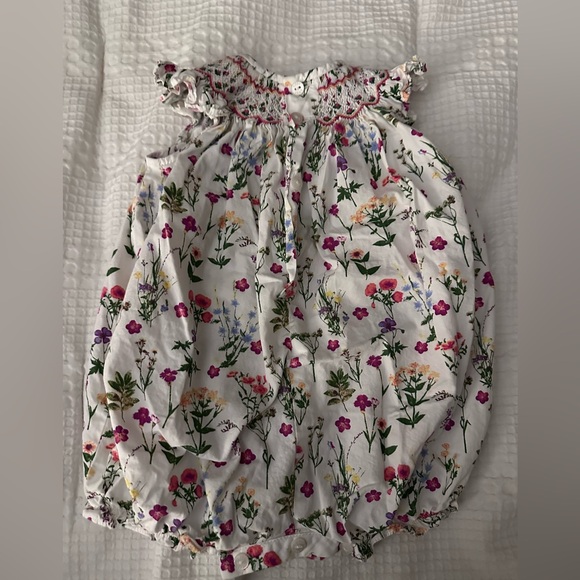 Luli & Me Floral Smocked Floral Bubble 6mo - Picture 3 of 6